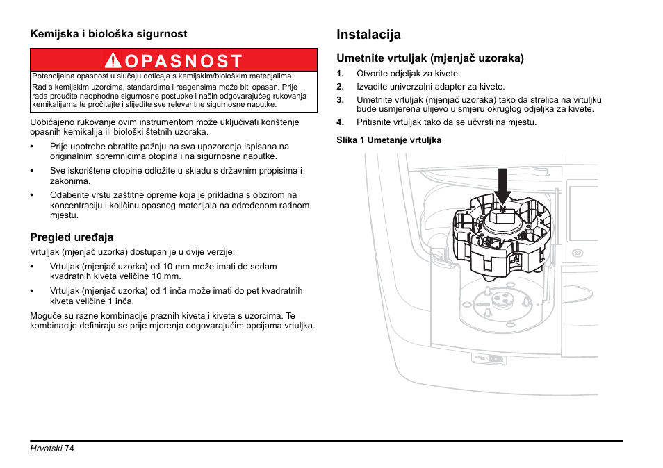 Instalacija | Hach-Lange LZV902 User Manual | Page 74 / 169