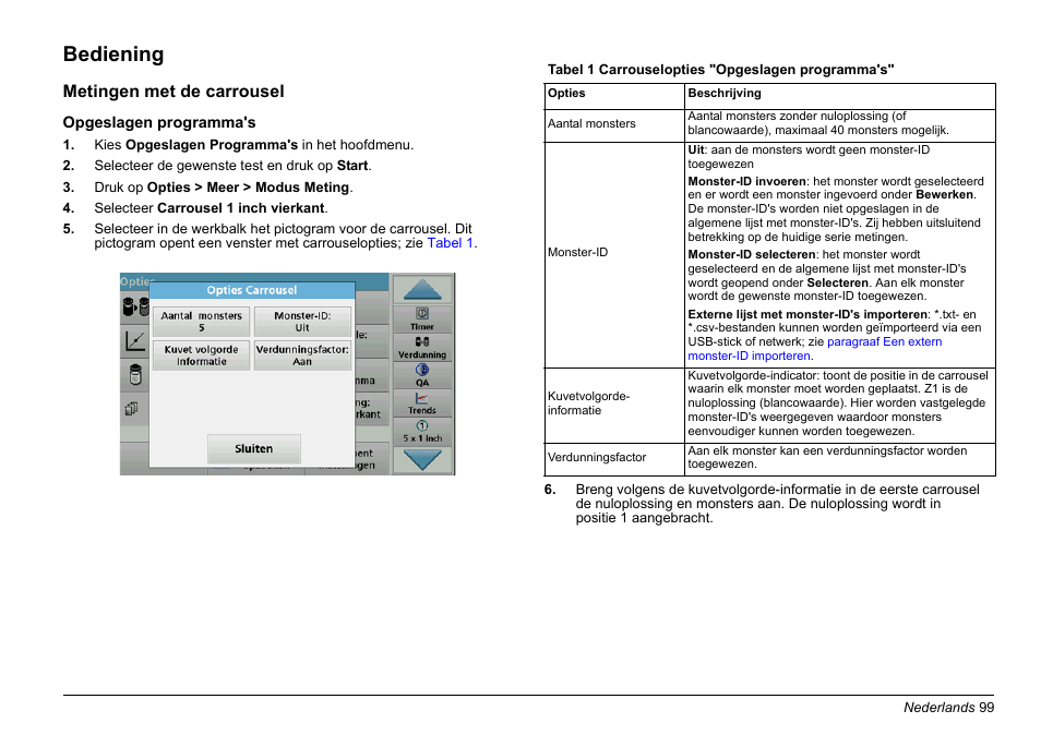 Bediening | Hach-Lange LZV902 User Manual | Page 99 / 169