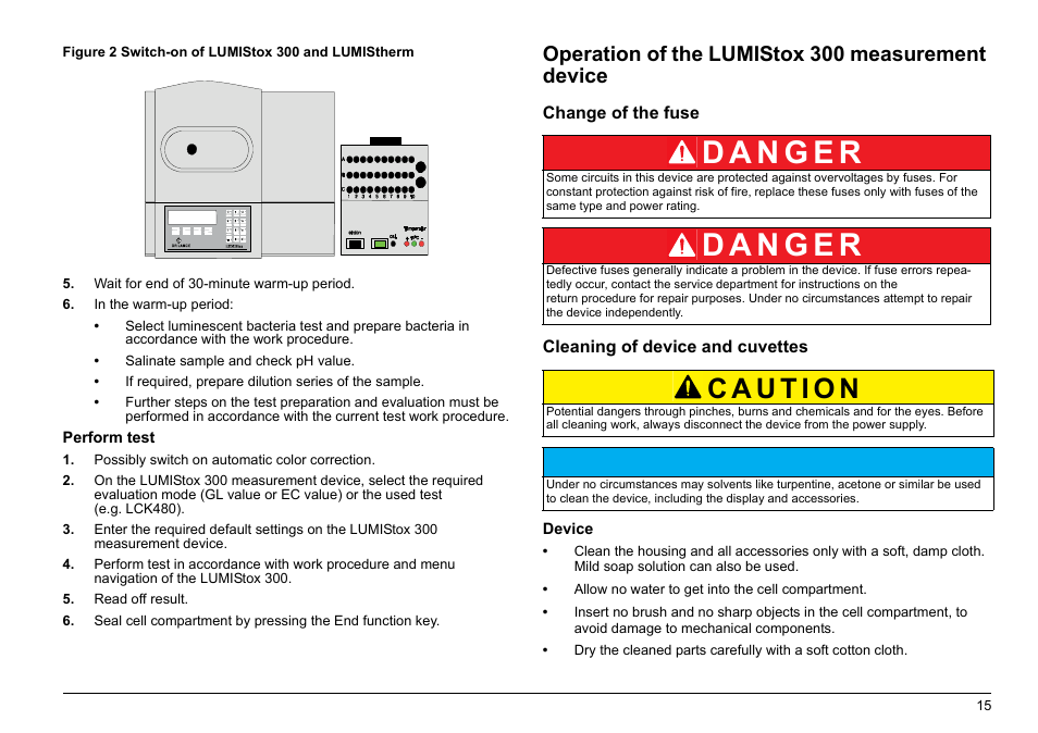 Operation of the lumistox 300 measurement device | Hach-Lange LUMISTOX 300 Basic User Manual User Manual | Page 16 / 38