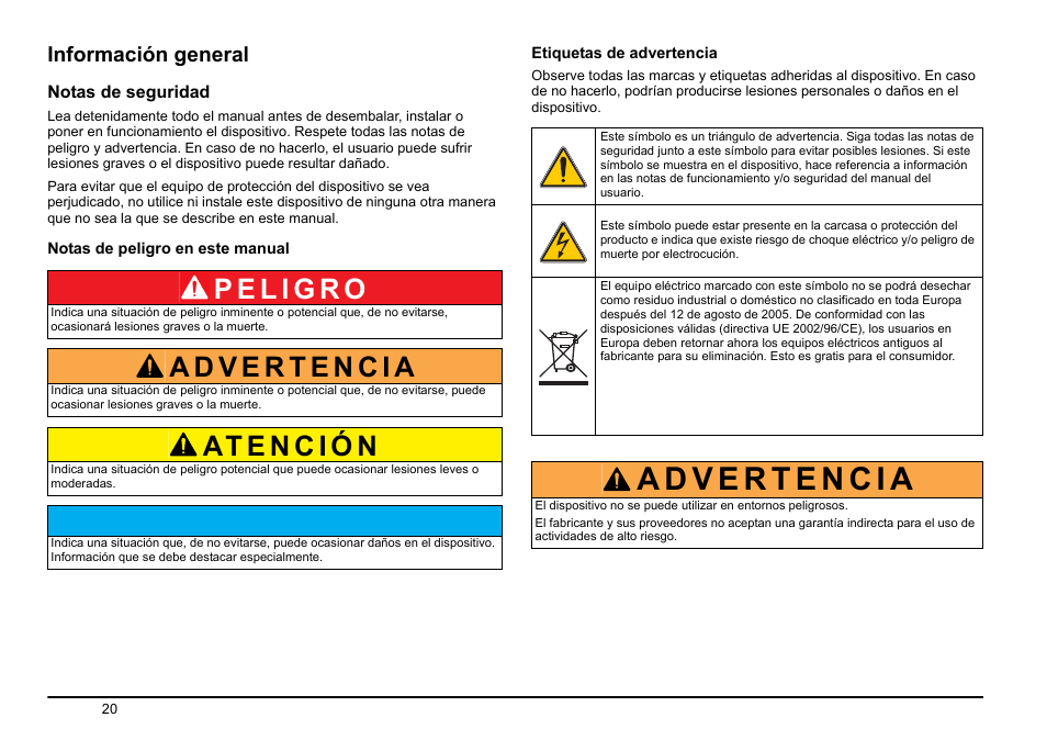 Av i s o, Información general | Hach-Lange LUMISTOX 300 Basic User Manual User Manual | Page 21 / 38