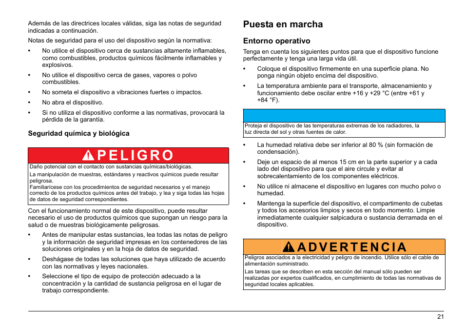 Av i s o, Puesta en marcha | Hach-Lange LUMISTOX 300 Basic User Manual User Manual | Page 22 / 38