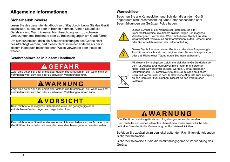 G e fa h r, Allgemeine informationen | Hach-Lange LUMISTOX 300 Basic User Manual User Manual | Page 5 / 38