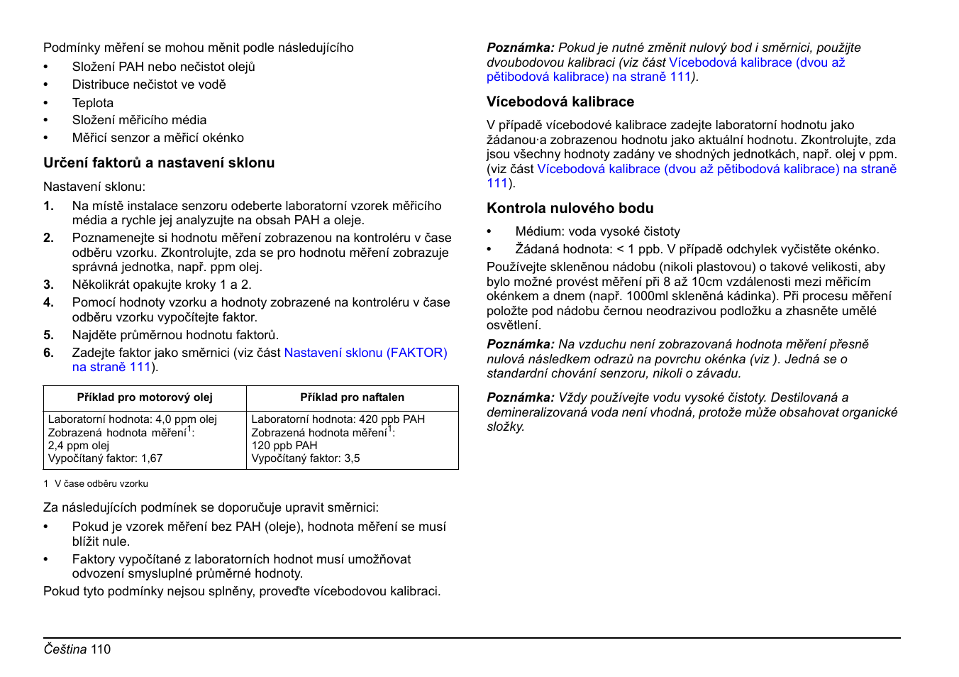 Kontrola nulového, Bodu na straně 110, Kontrola nulového bodu na straně 110 | Hach-Lange FP 360 sc Basic User Manual User Manual | Page 110 / 359