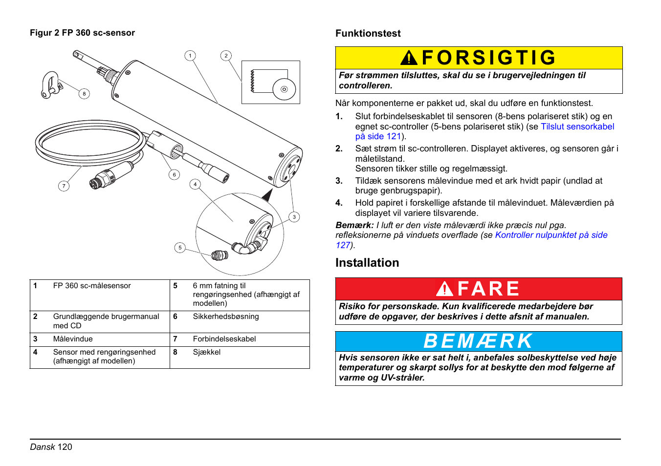 Fa r e, Installation | Hach-Lange FP 360 sc Basic User Manual User Manual | Page 120 / 359