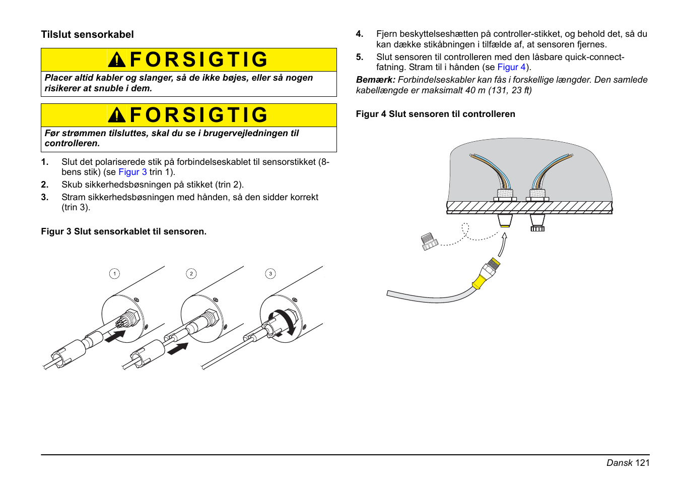 Tilslut sensorkabel, På side 121 | Hach-Lange FP 360 sc Basic User Manual User Manual | Page 121 / 359