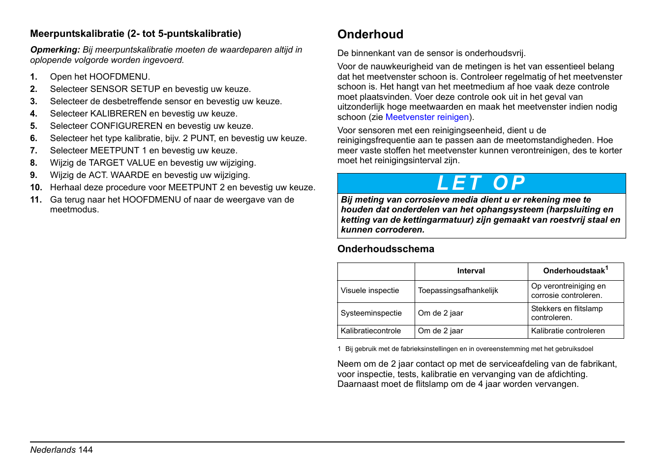 Meerpuntskalibratie (2- tot, Meerpuntskalibratie (2- tot 5-puntskalibratie) op, Onderhoud | Hach-Lange FP 360 sc Basic User Manual User Manual | Page 144 / 359