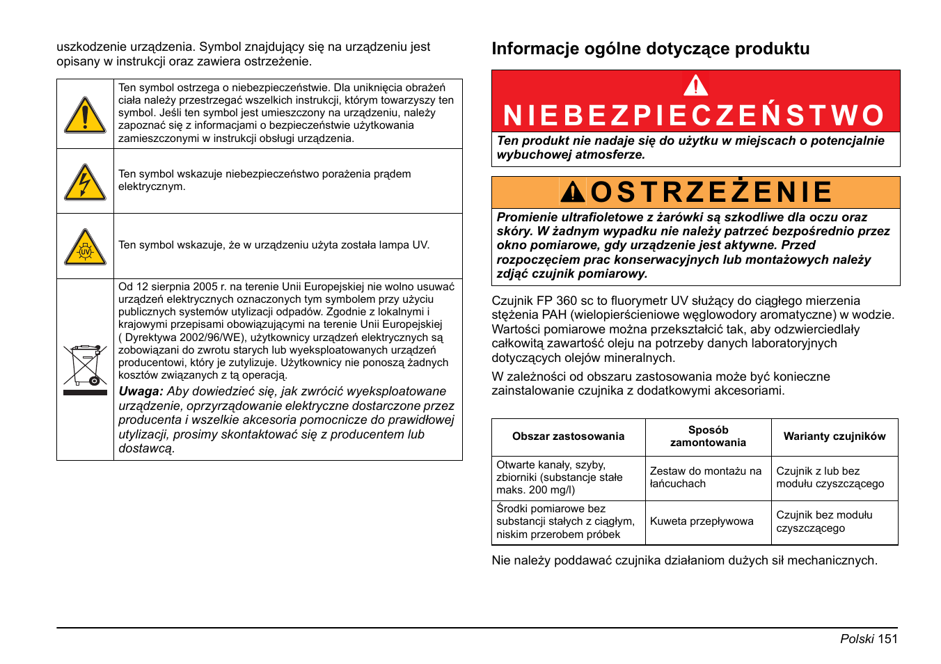 Informacje ogólne dotyczące produktu | Hach-Lange FP 360 sc Basic User Manual User Manual | Page 151 / 359