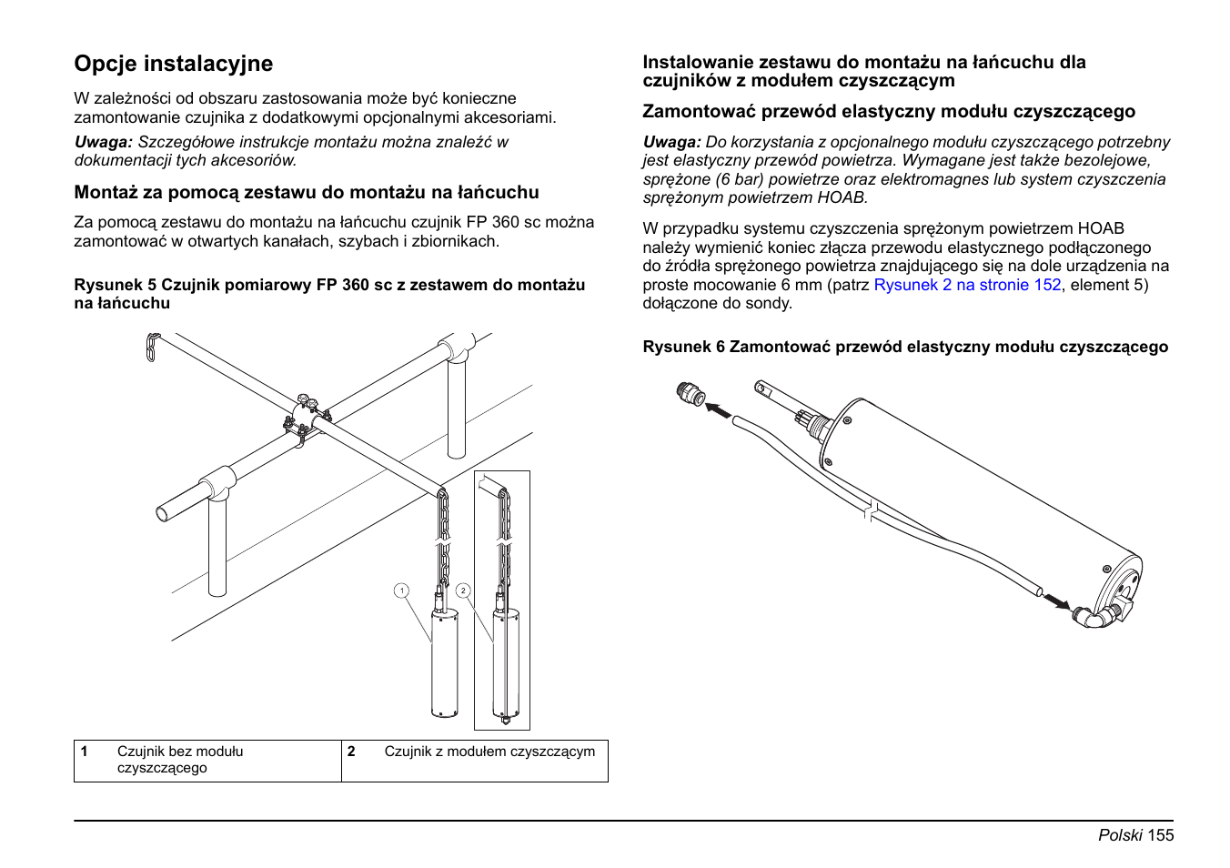 Opcje instalacyjne | Hach-Lange FP 360 sc Basic User Manual User Manual | Page 155 / 359