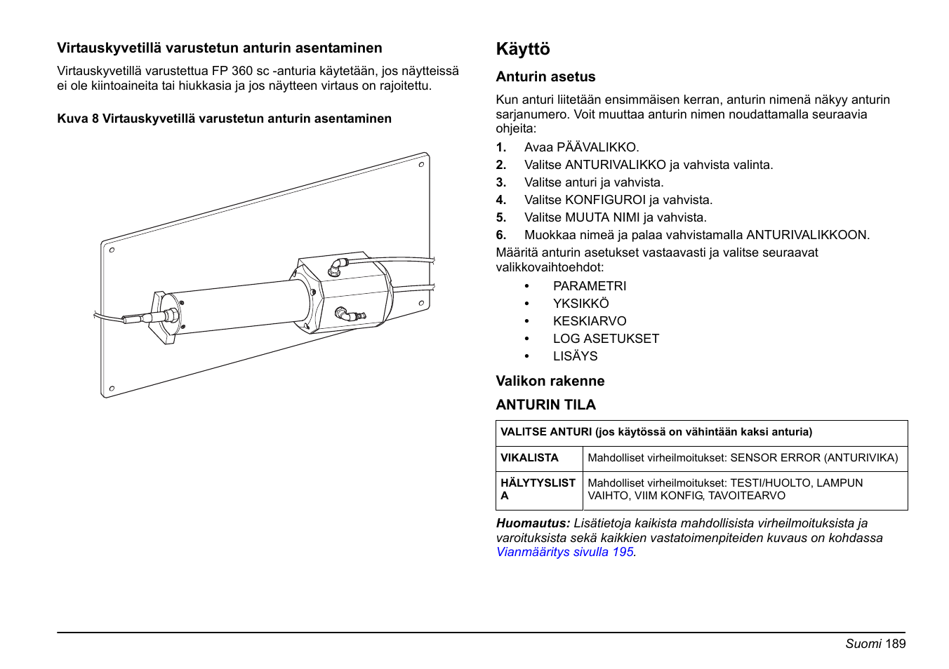 Käyttö | Hach-Lange FP 360 sc Basic User Manual User Manual | Page 189 / 359
