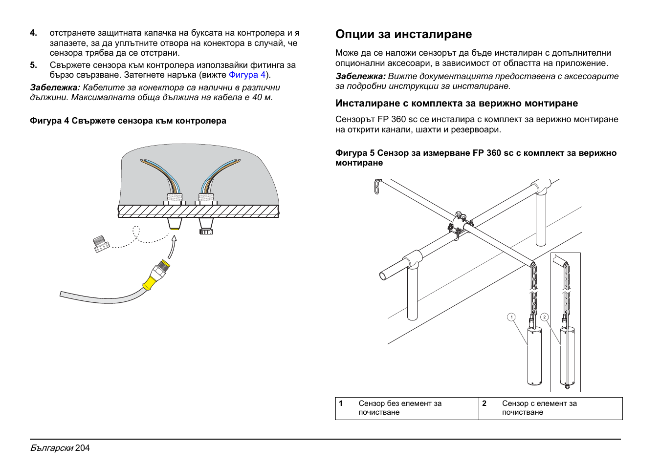 Опции за инсталиране | Hach-Lange FP 360 sc Basic User Manual User Manual | Page 204 / 359