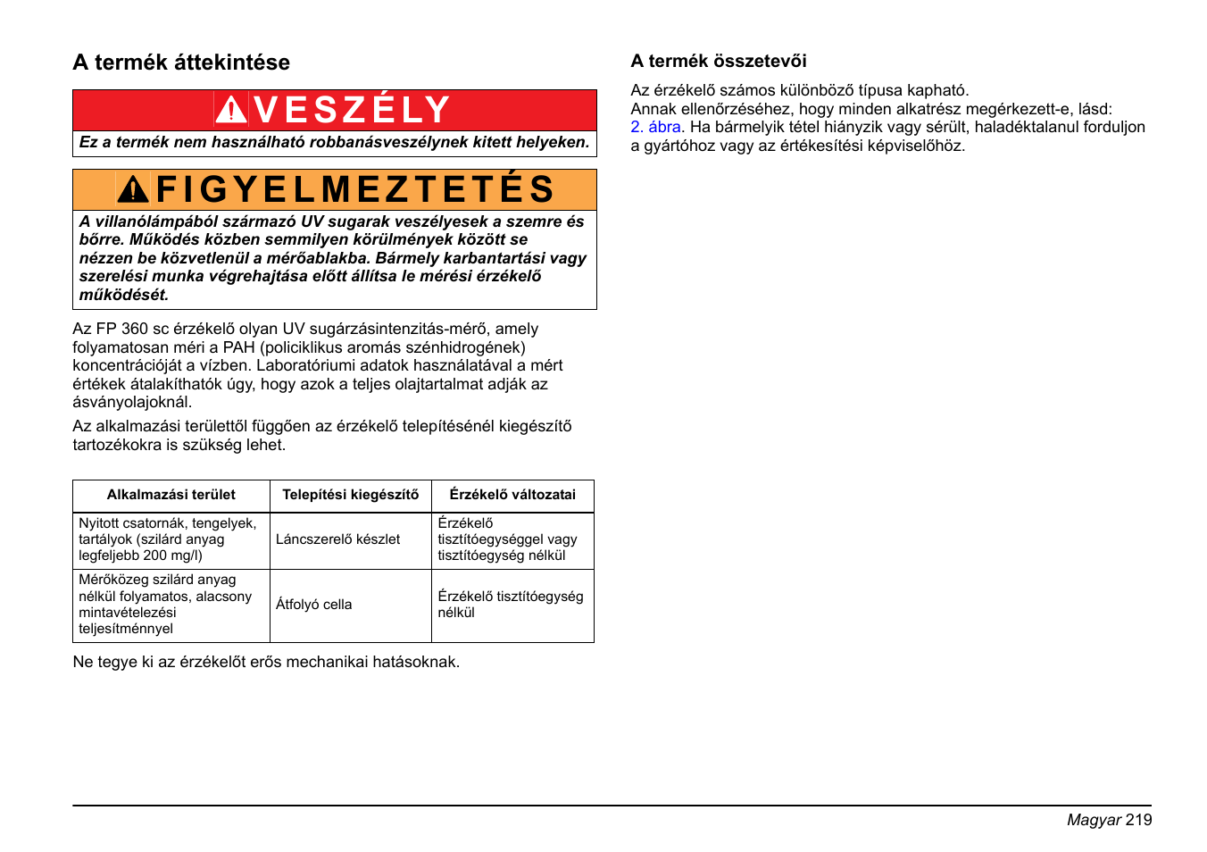 A termék áttekintése | Hach-Lange FP 360 sc Basic User Manual User Manual | Page 219 / 359