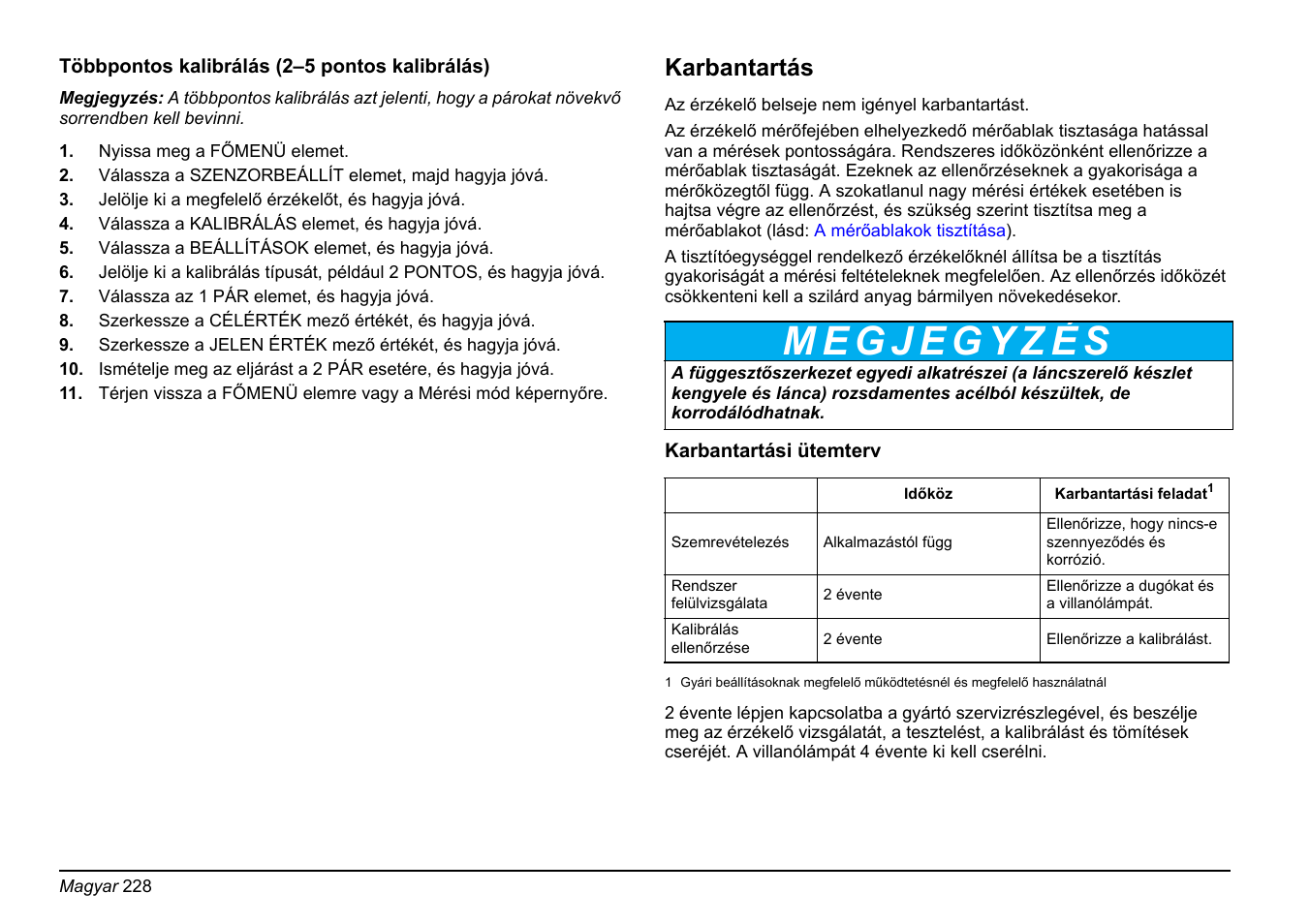 Többpontos kalibrálás (2–5, Pontos kalibrálás), 228. oldal, Többpontos kalibrálás (2–5 pontos kalibrálás) | Oldal, Karbantartás | Hach-Lange FP 360 sc Basic User Manual User Manual | Page 228 / 359