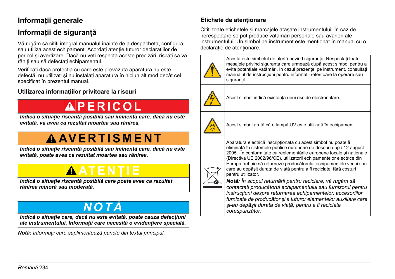 N o t ă | Hach-Lange FP 360 sc Basic User Manual User Manual | Page 234 / 359