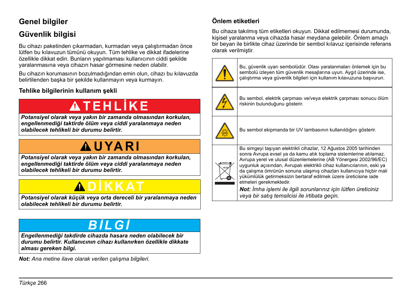 U ya r i | Hach-Lange FP 360 sc Basic User Manual User Manual | Page 266 / 359