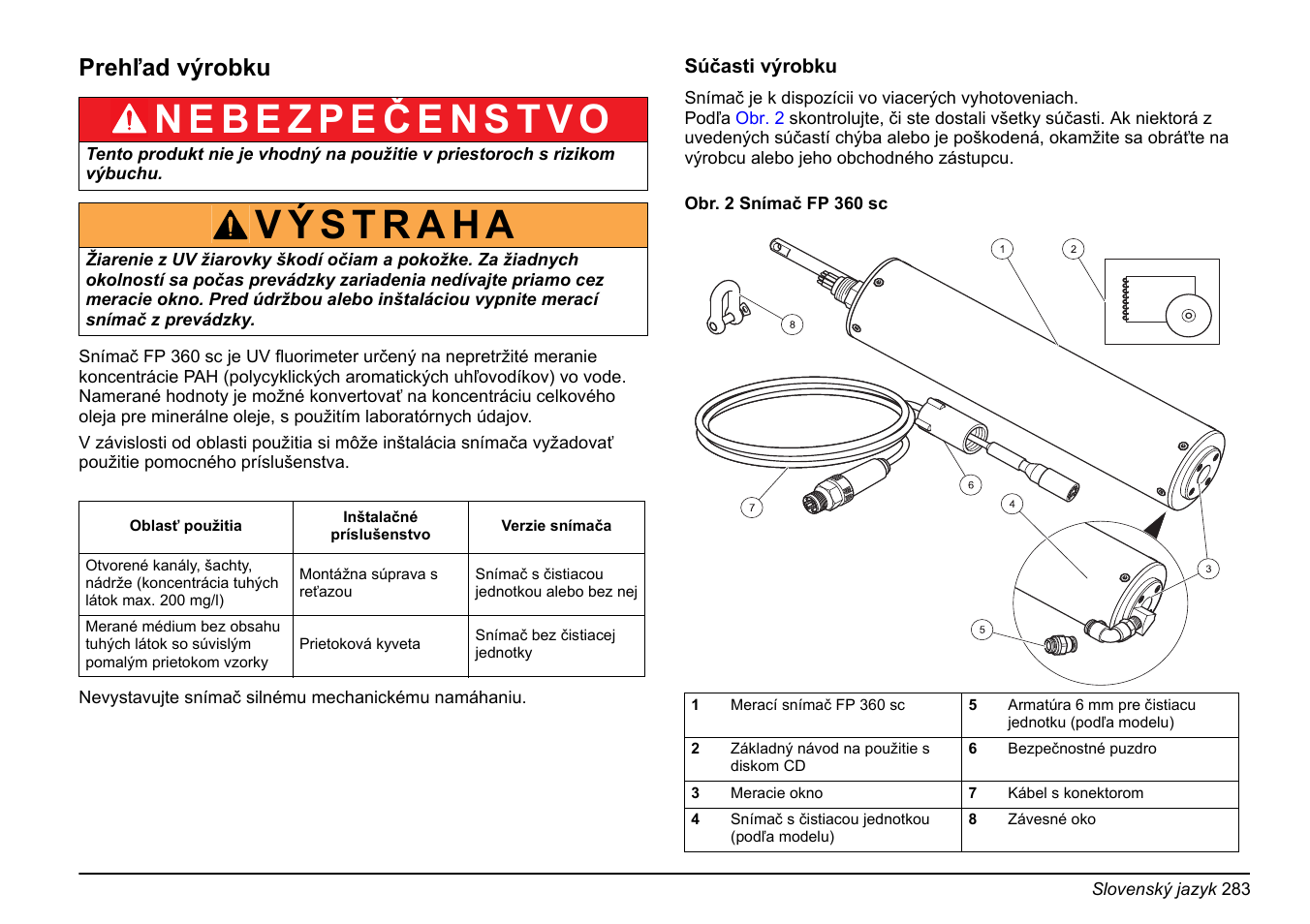 Prehľad výrobku | Hach-Lange FP 360 sc Basic User Manual User Manual | Page 283 / 359