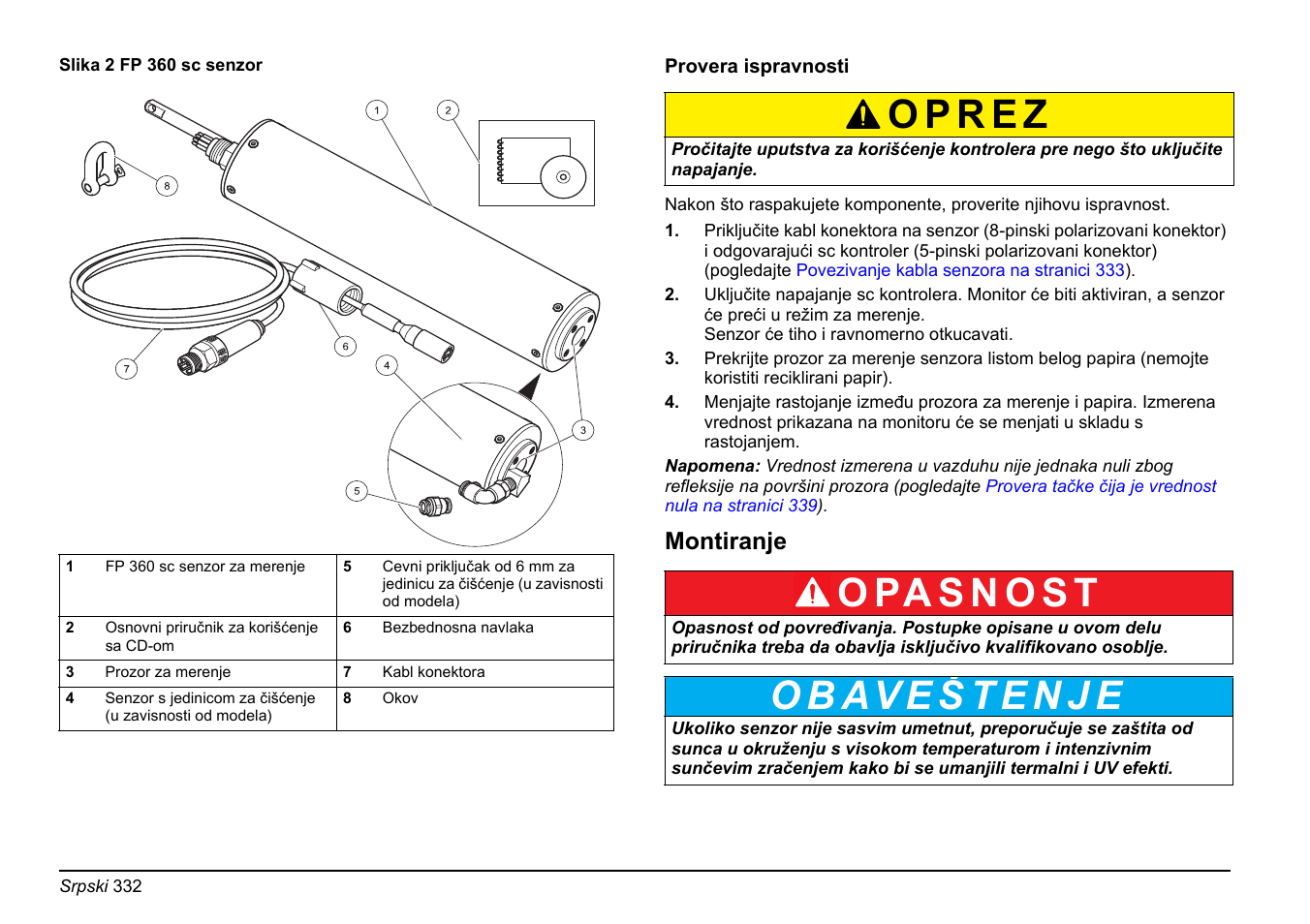 Montiranje | Hach-Lange FP 360 sc Basic User Manual User Manual | Page 332 / 359