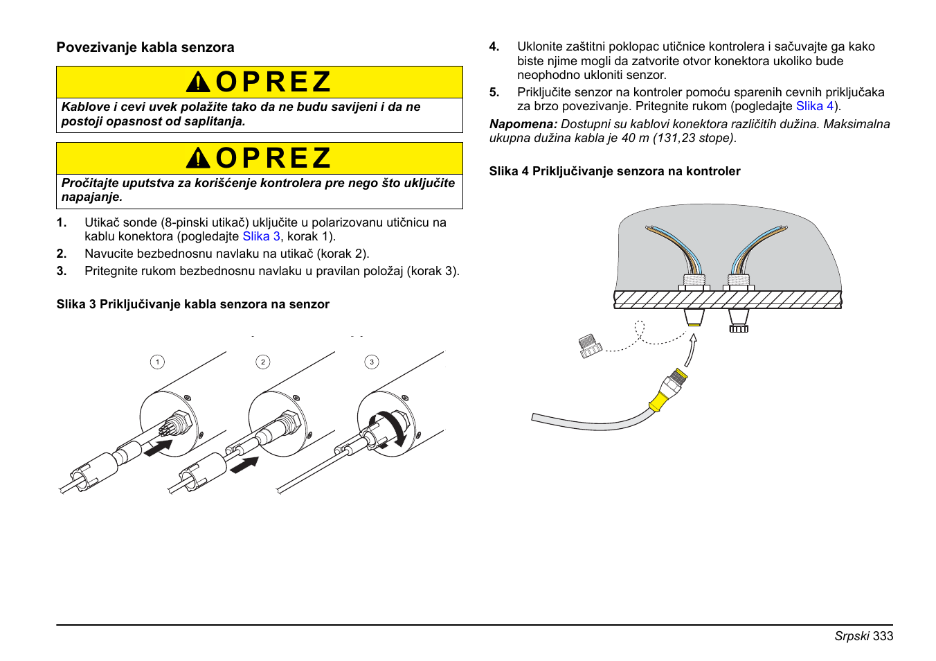 Pogledajte, Povezivanje kabla senzora na stranici 333 | Hach-Lange FP 360 sc Basic User Manual User Manual | Page 333 / 359