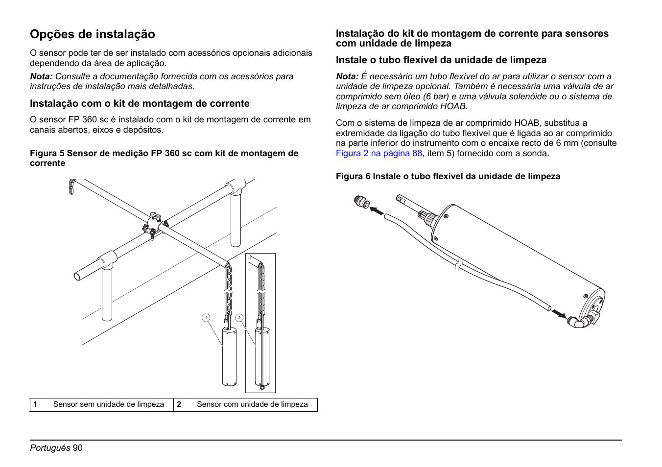 Opções de instalação | Hach-Lange FP 360 sc Basic User Manual User Manual | Page 90 / 359