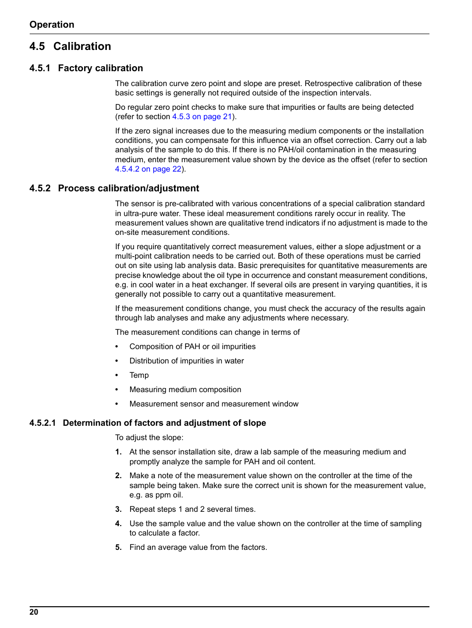 5 calibration, 1 factory calibration, 2 process calibration/adjustment | 1 determination of factors and adjustment of slope | Hach-Lange FP 360 sc User Manual User Manual | Page 20 / 36