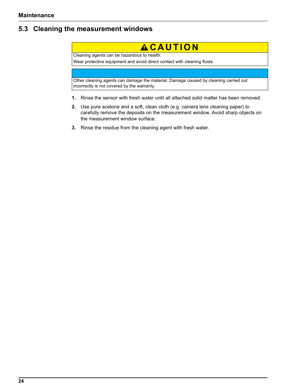 3 cleaning the measurement windows | Hach-Lange FP 360 sc User Manual User Manual | Page 24 / 36