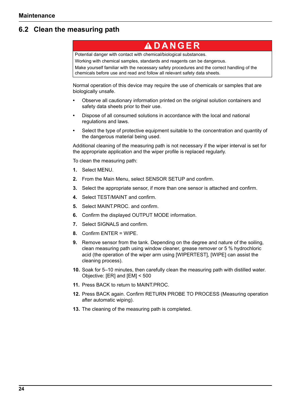 2 clean the measuring path | Hach-Lange NITRATAX sc User Manual | Page 26 / 42