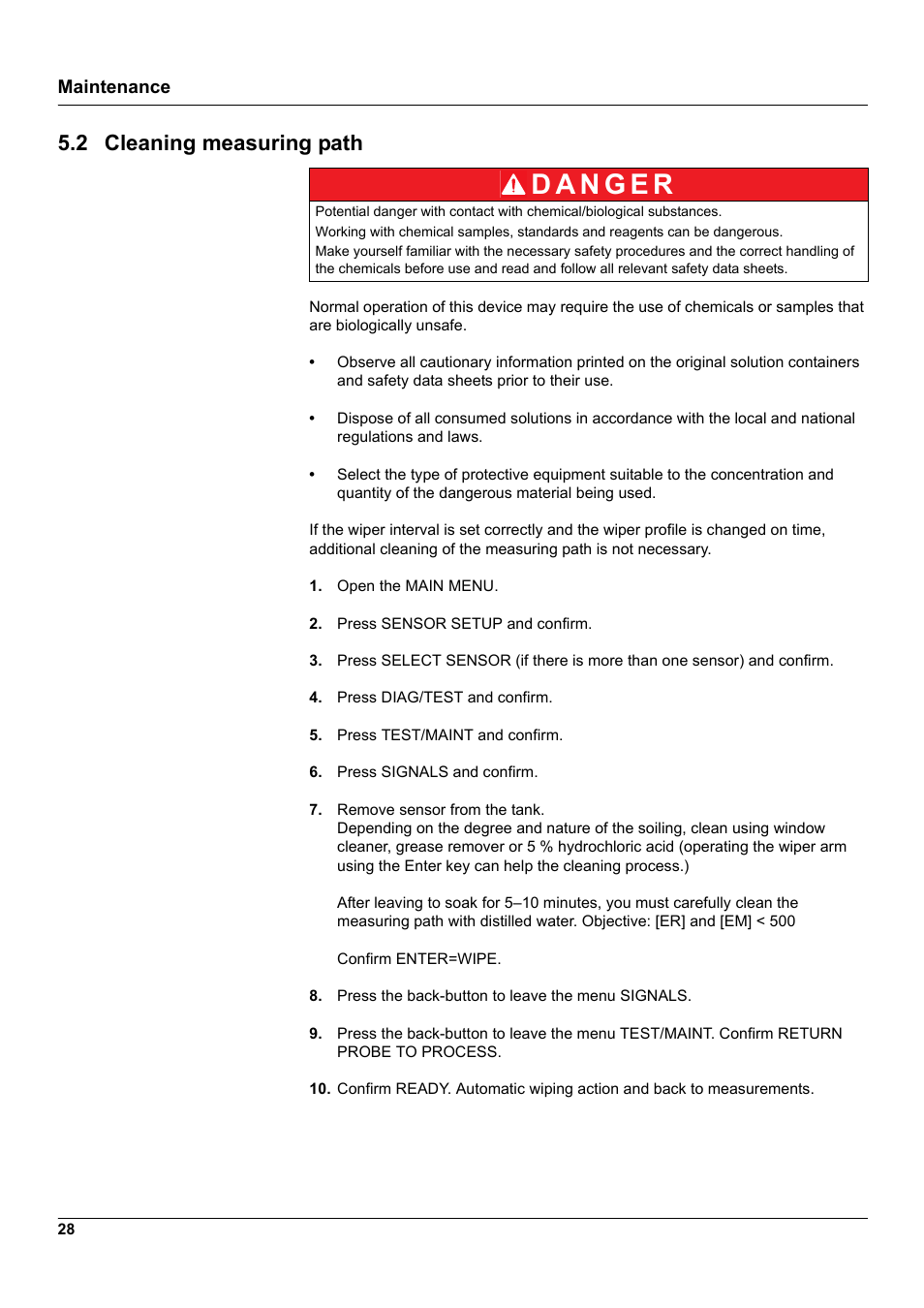 2 cleaning measuring path | Hach-Lange UVAS sc User Manual | Page 28 / 40
