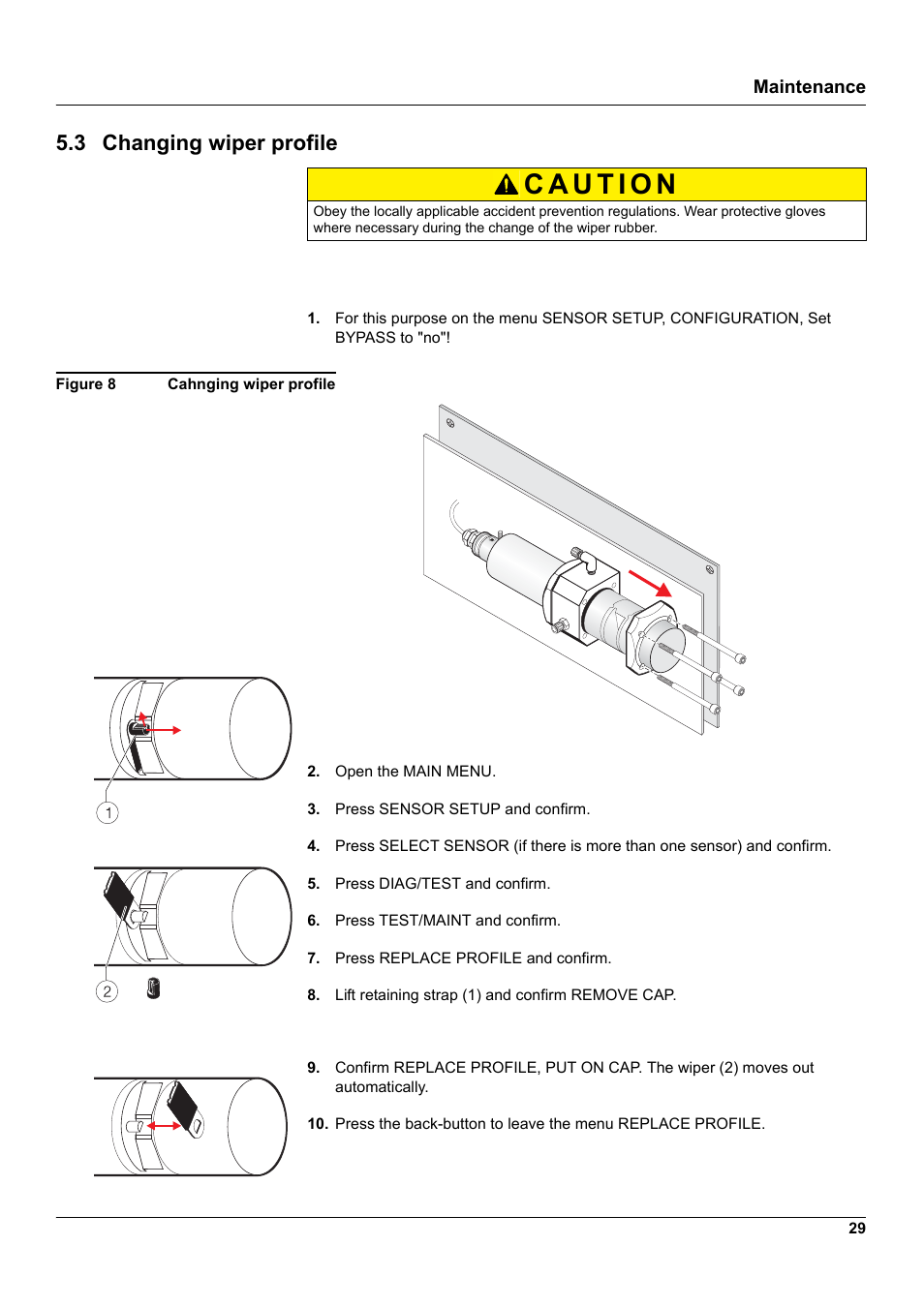 3 changing wiper profile | Hach-Lange UVAS sc User Manual | Page 29 / 40
