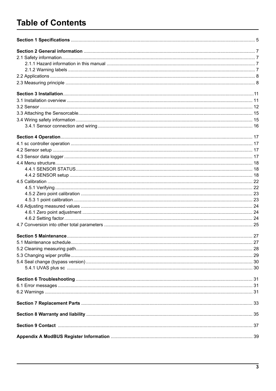 Hach-Lange UVAS sc User Manual | Page 3 / 40