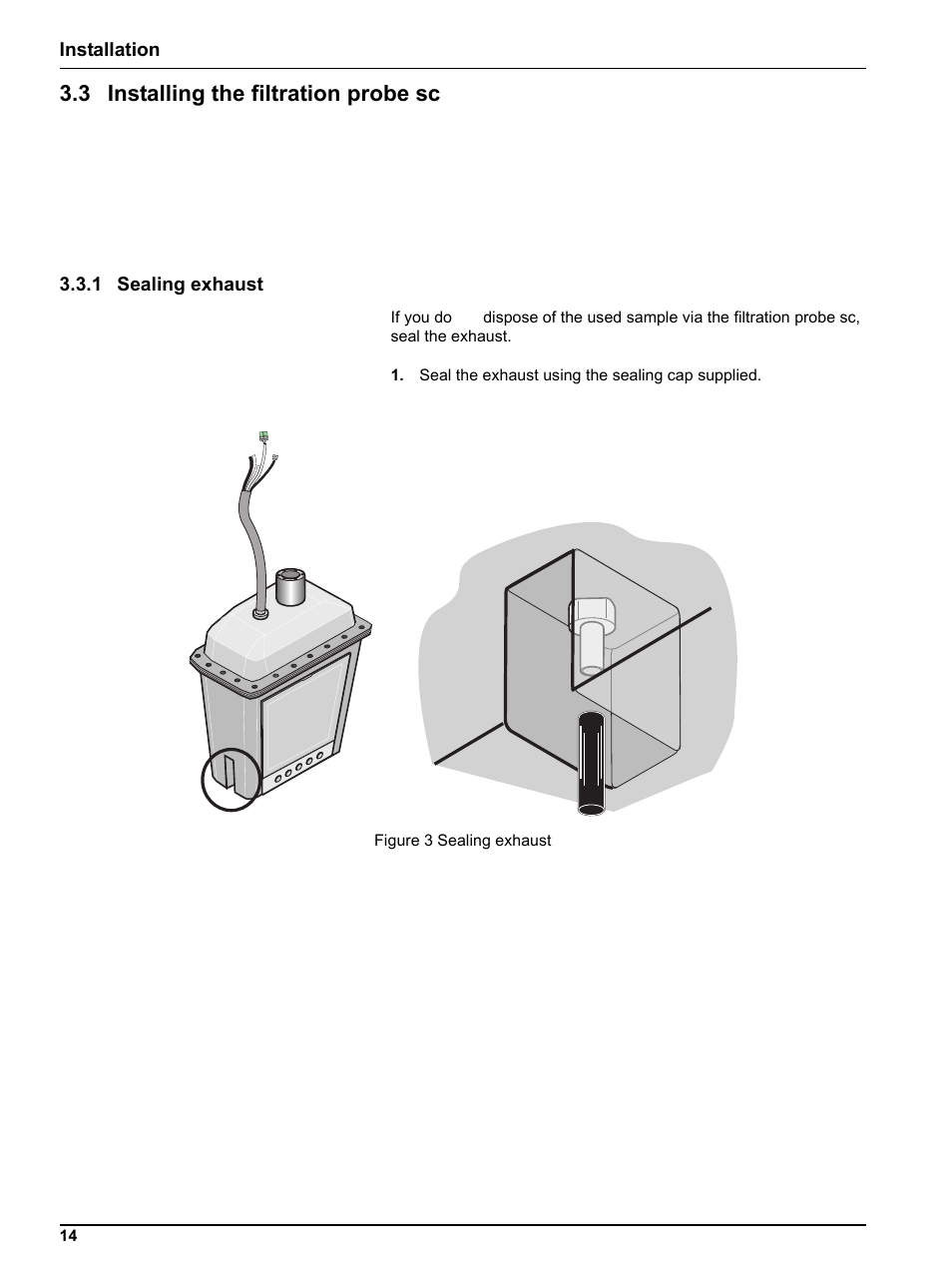 3 installing the filtration probe sc | Hach-Lange Filter probe sc User Manual | Page 16 / 46
