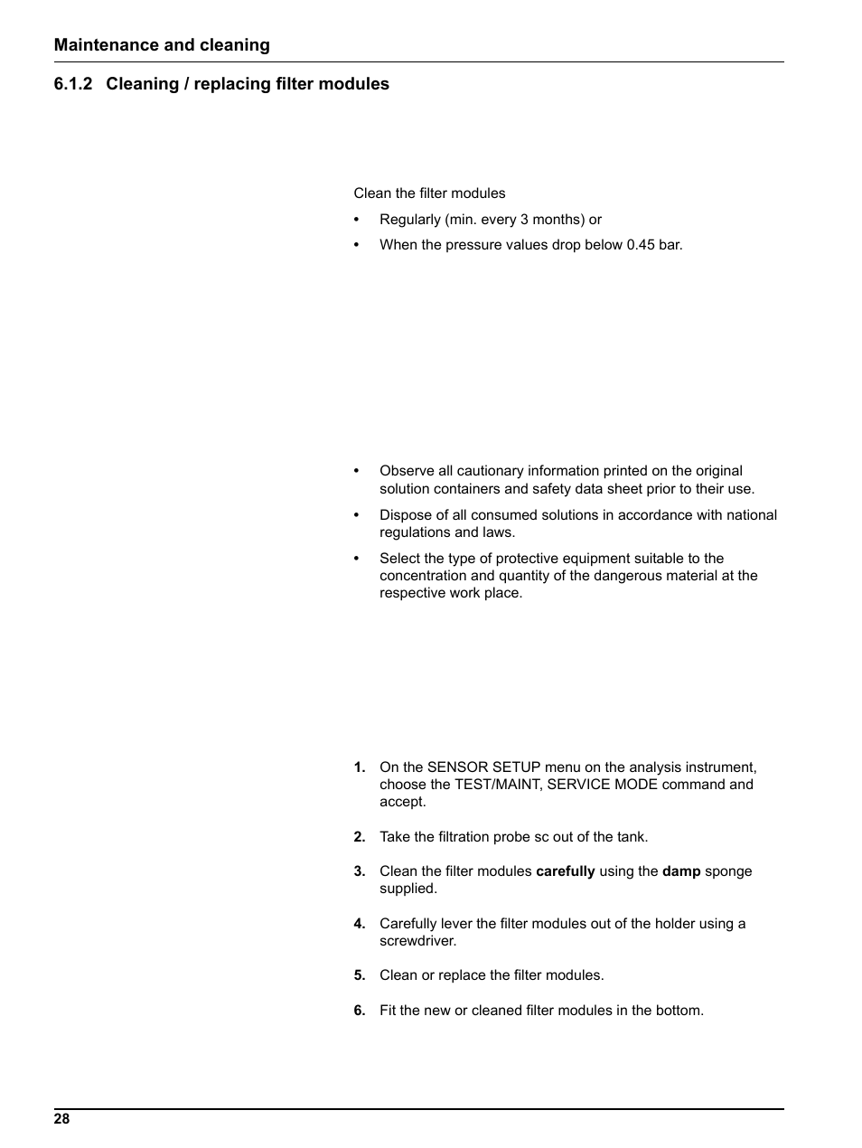 Cleaning / replacing | Hach-Lange Filter probe sc User Manual | Page 30 / 46