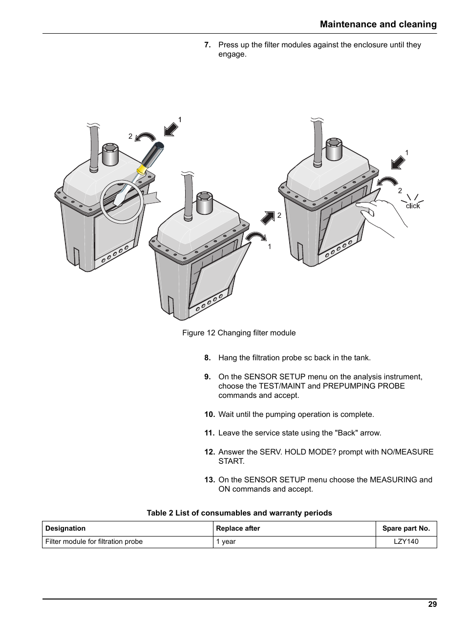 Maintenance and cleaning | Hach-Lange Filter probe sc User Manual | Page 31 / 46