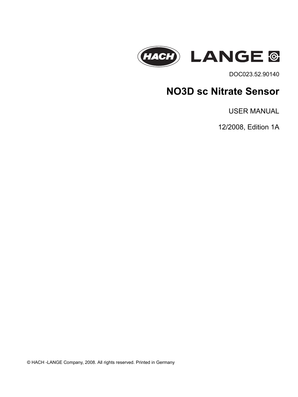 Hach-Lange NO3D sc Nitrate Sensor User Manual | 48 pages