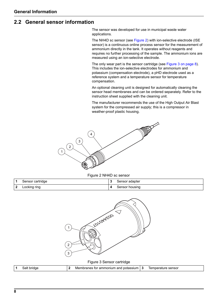 2 general sensor information, General information | Hach-Lange NH4D sc Ammonium Sensor User Manual | Page 8 / 48