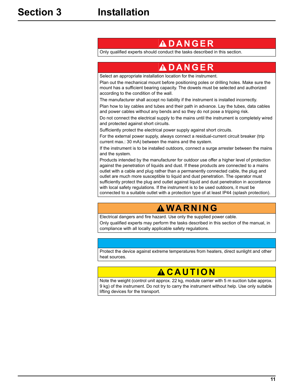 Section 3 installation | Hach-Lange FILTRAX User Manual User Manual | Page 13 / 58