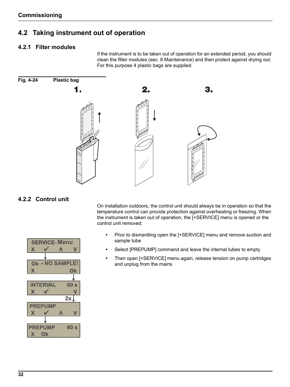 2 taking instrument out of operation, 1 filter modules, 2 control unit | 1 filter modules 4.2.2 control unit | Hach-Lange FILTRAX User Manual User Manual | Page 34 / 58