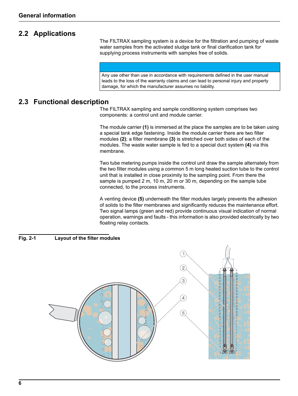 2 applications, 3 functional description, 2 applications 2.3 functional description | Hach-Lange FILTRAX User Manual User Manual | Page 8 / 58