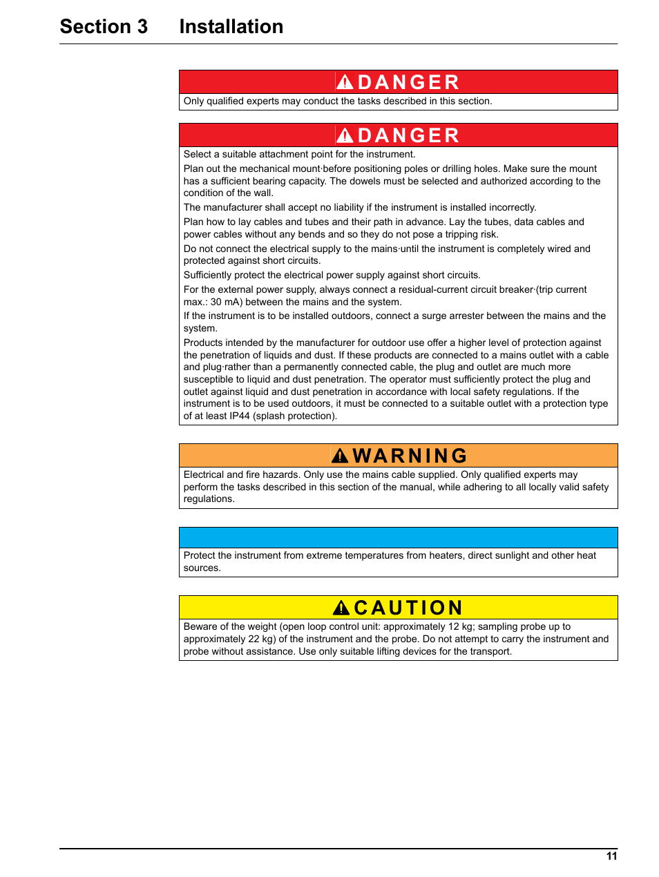 Section 3 installation | Hach-Lange SIGMATAX2 User Manual | Page 11 / 44