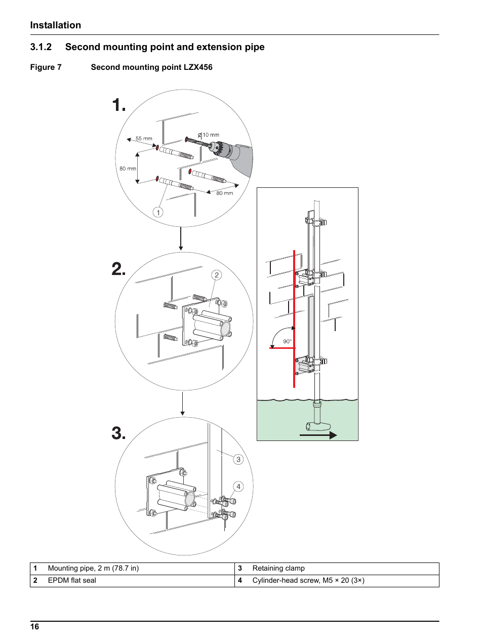 2 second mounting point and extension pipe | Hach-Lange SIGMATAX2 User Manual | Page 16 / 44