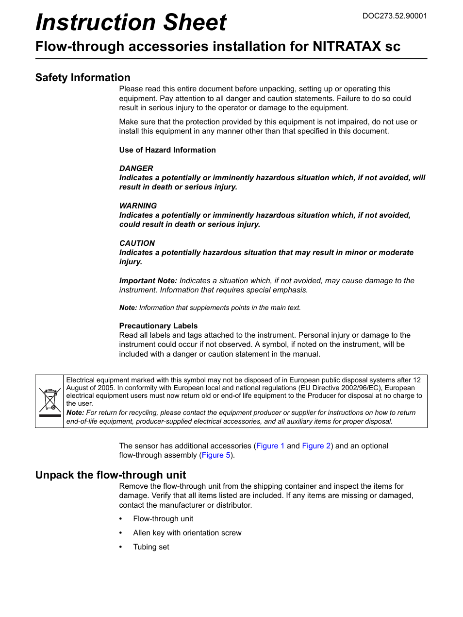 Hach-Lange NITRATAX sc Flow-through accessories User Manual | 7 pages