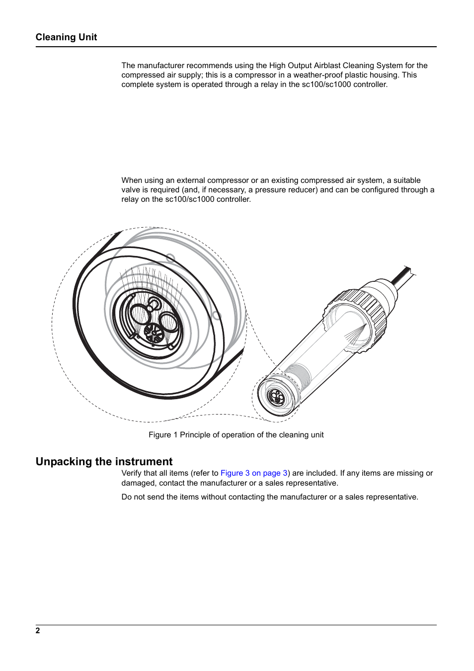 Unpacking the instrument | Hach-Lange Cleaning Unit User Manual | Page 2 / 6