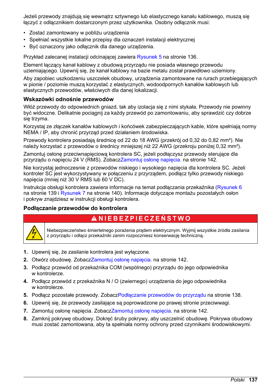 Wskazówki odnośnie przewodów, Podłączanie przewodów do kontrolera | Hach-Lange High Output Airblast System (HOAB) User Manual | Page 137 / 272