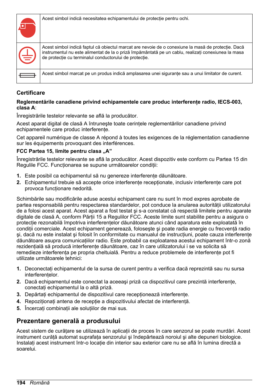 Certificare, Prezentare generală a produsului | Hach-Lange High Output Airblast System (HOAB) User Manual | Page 194 / 272