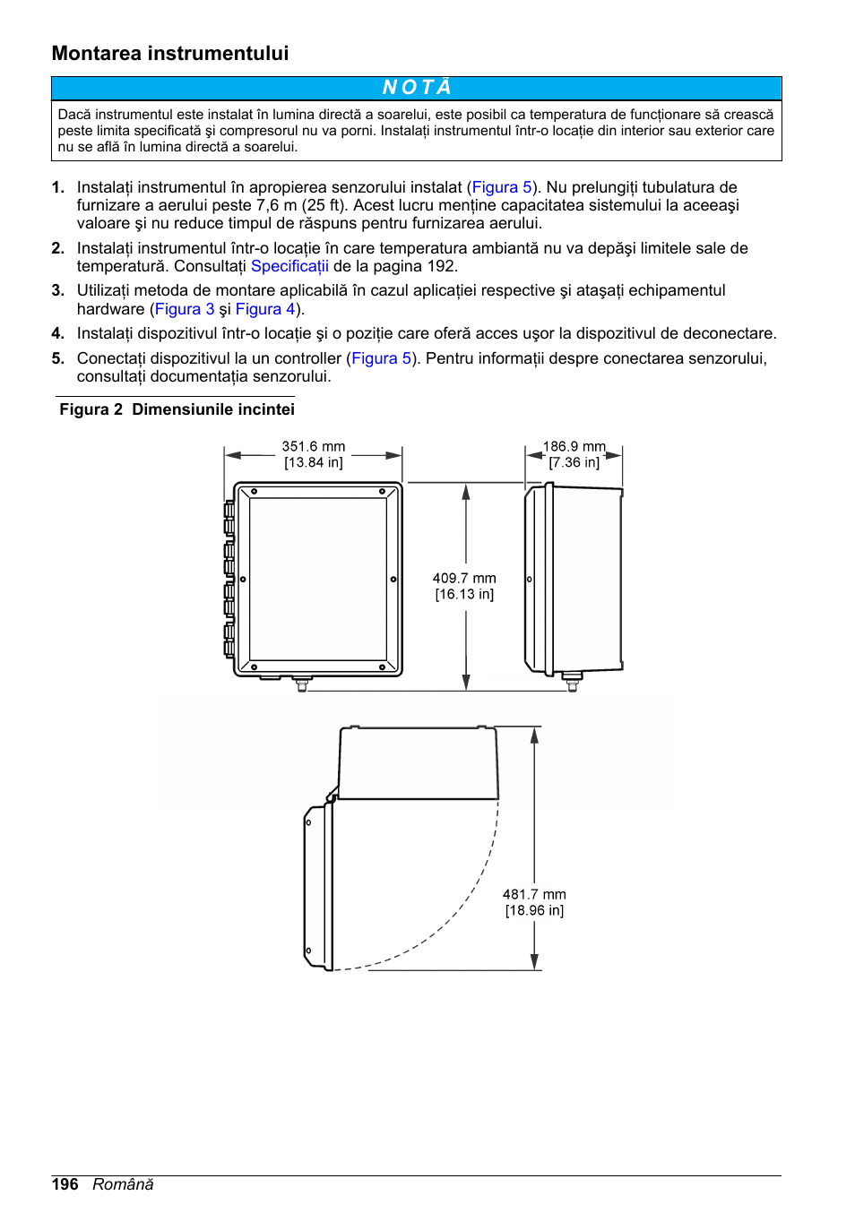 Montarea instrumentului | Hach-Lange High Output Airblast System (HOAB) User Manual | Page 196 / 272