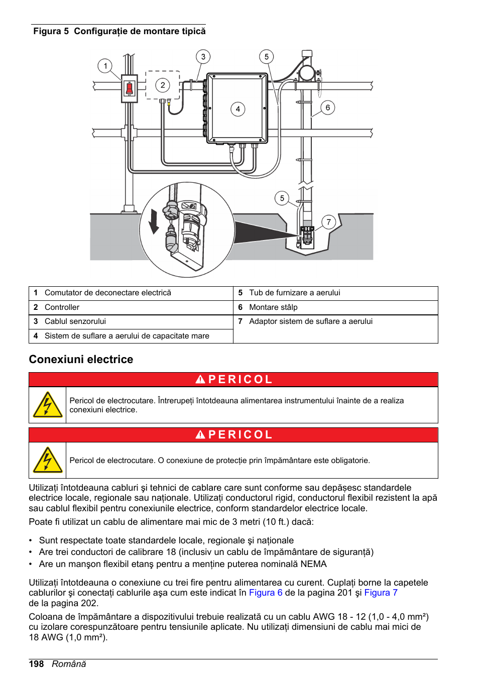 Conexiuni electrice, Figura 5, Nu prelungiţi tubulatura de | Pentru informaţii despre conectarea senzorului | Hach-Lange High Output Airblast System (HOAB) User Manual | Page 198 / 272