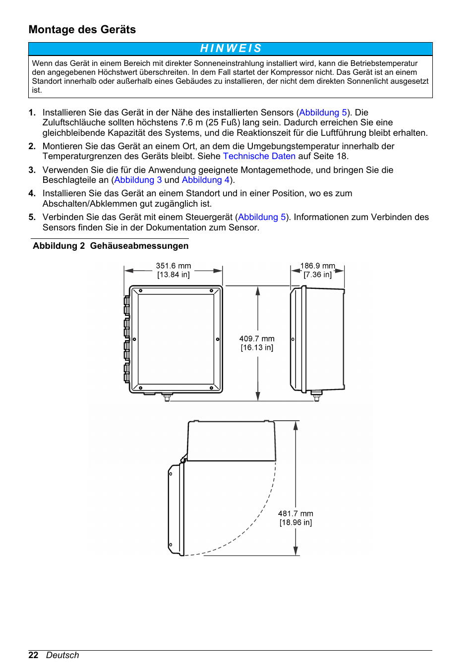 Montage des geräts | Hach-Lange High Output Airblast System (HOAB) User Manual | Page 22 / 272