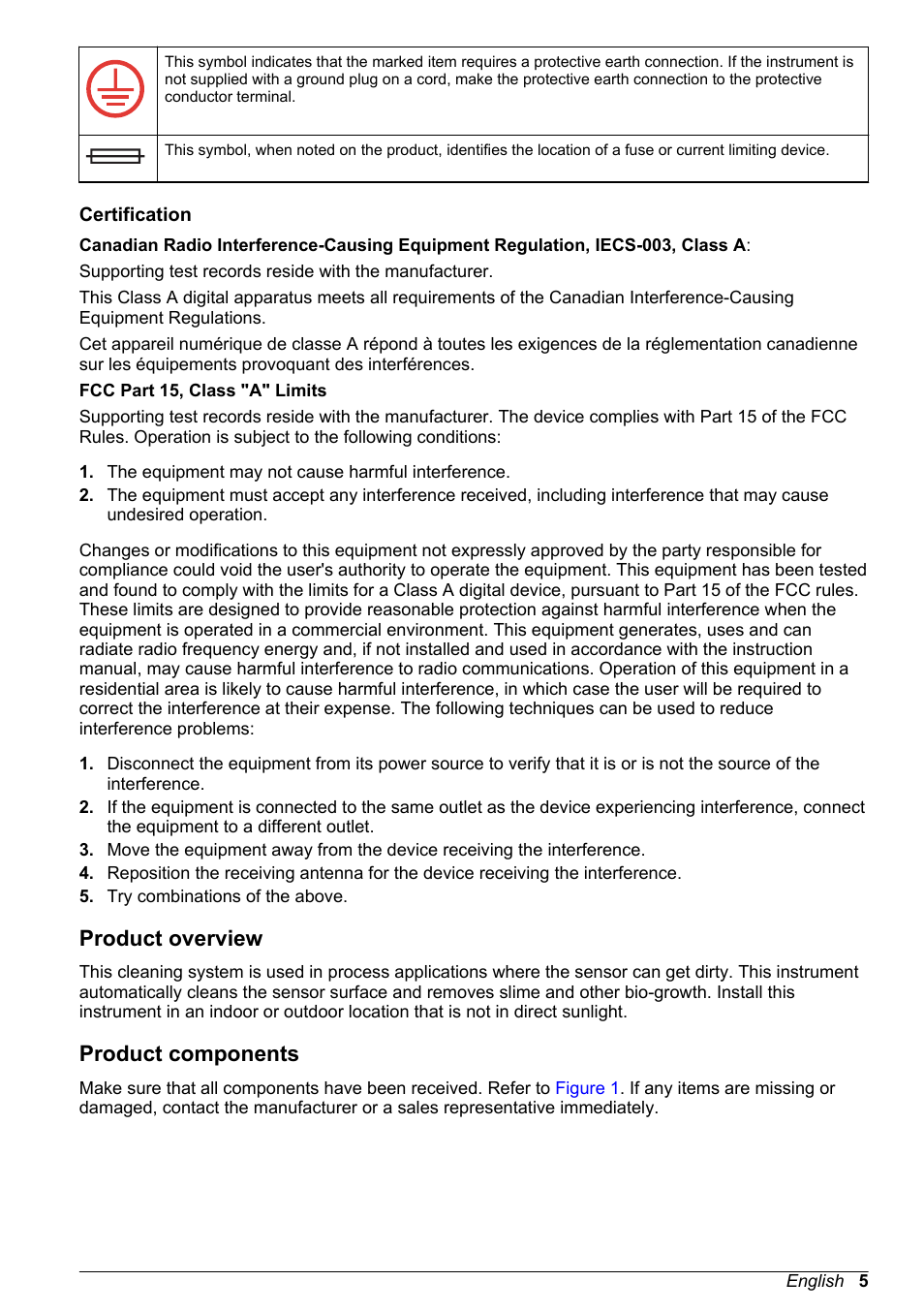 Certification, Product overview, Product components | Hach-Lange High Output Airblast System (HOAB) User Manual | Page 5 / 272