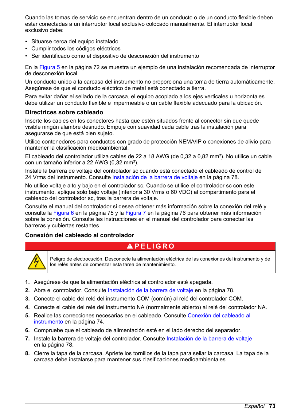 Directrices sobre cableado, Conexión del cableado al controlador | Hach-Lange High Output Airblast System (HOAB) User Manual | Page 73 / 272