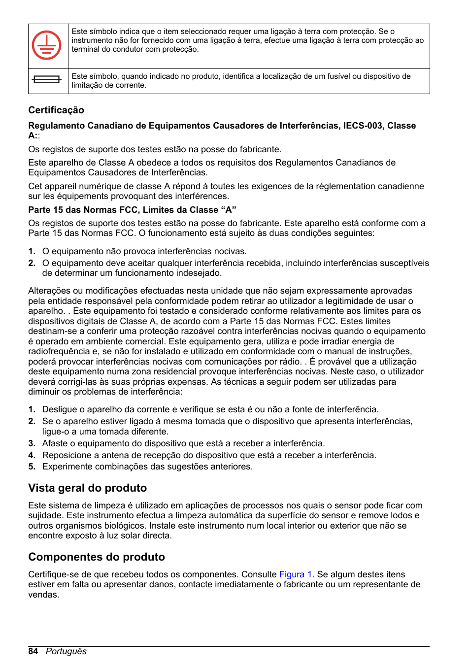 Certificação, Vista geral do produto, Componentes do produto | Hach-Lange High Output Airblast System (HOAB) User Manual | Page 84 / 272