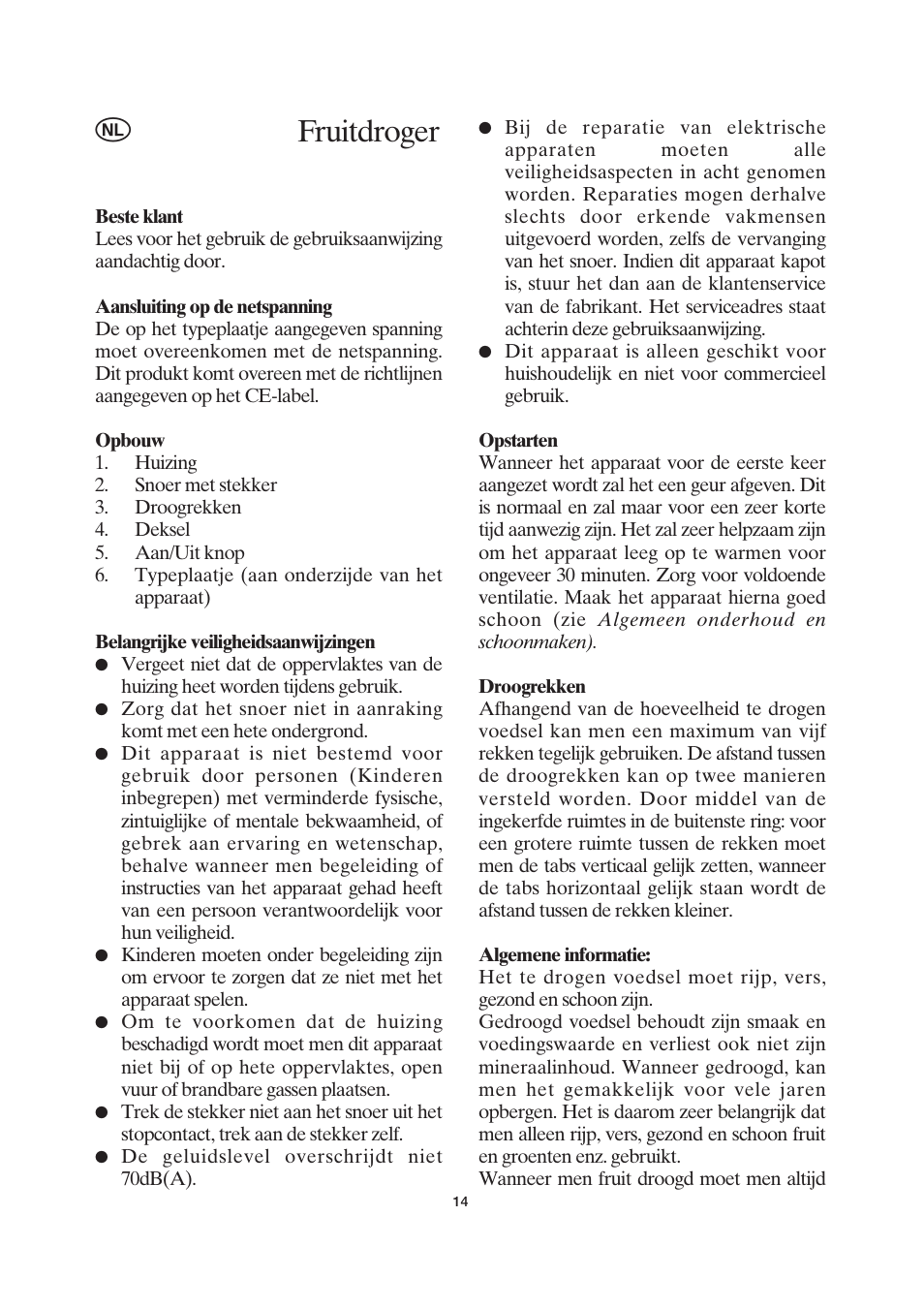Fruitdroger | SEVERIN OD 2940 User Manual | Page 14 / 50