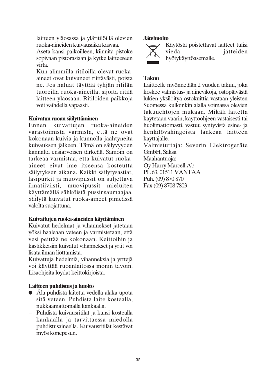 SEVERIN OD 2940 User Manual | Page 32 / 50